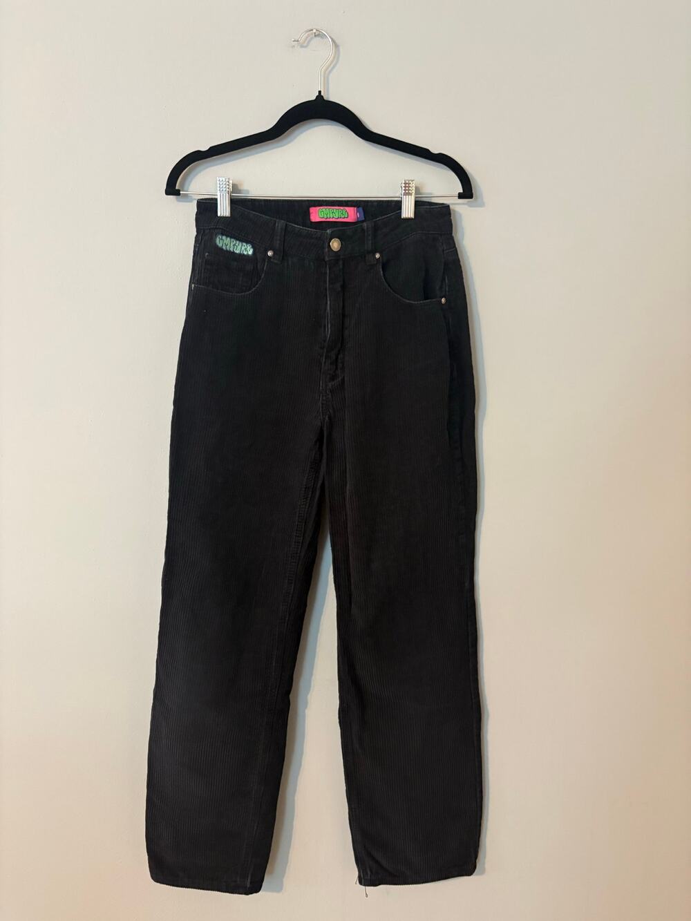 Vintage 90s black corduroy pants, women's size 28”